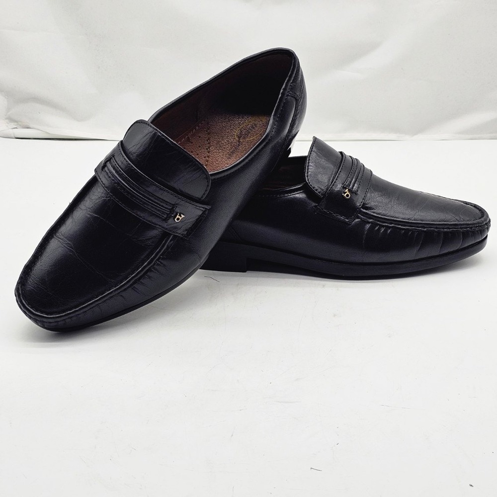 French Shriner Dayton Loafers Mens 12W Black Leather Slip On
